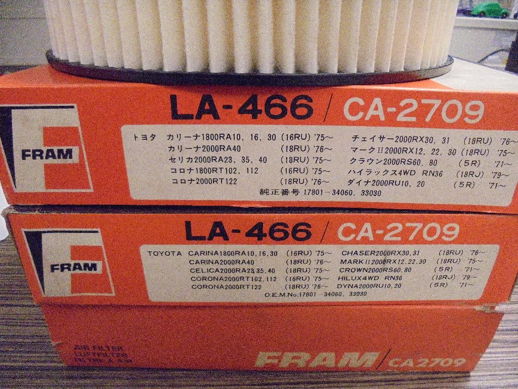 4 Luchtfiters toyota 1,8-1,9-2,0 jaren 70-80 Fram CA-2709, Ophalen of Verzenden, Nieuw, Oldtimer onderdelen