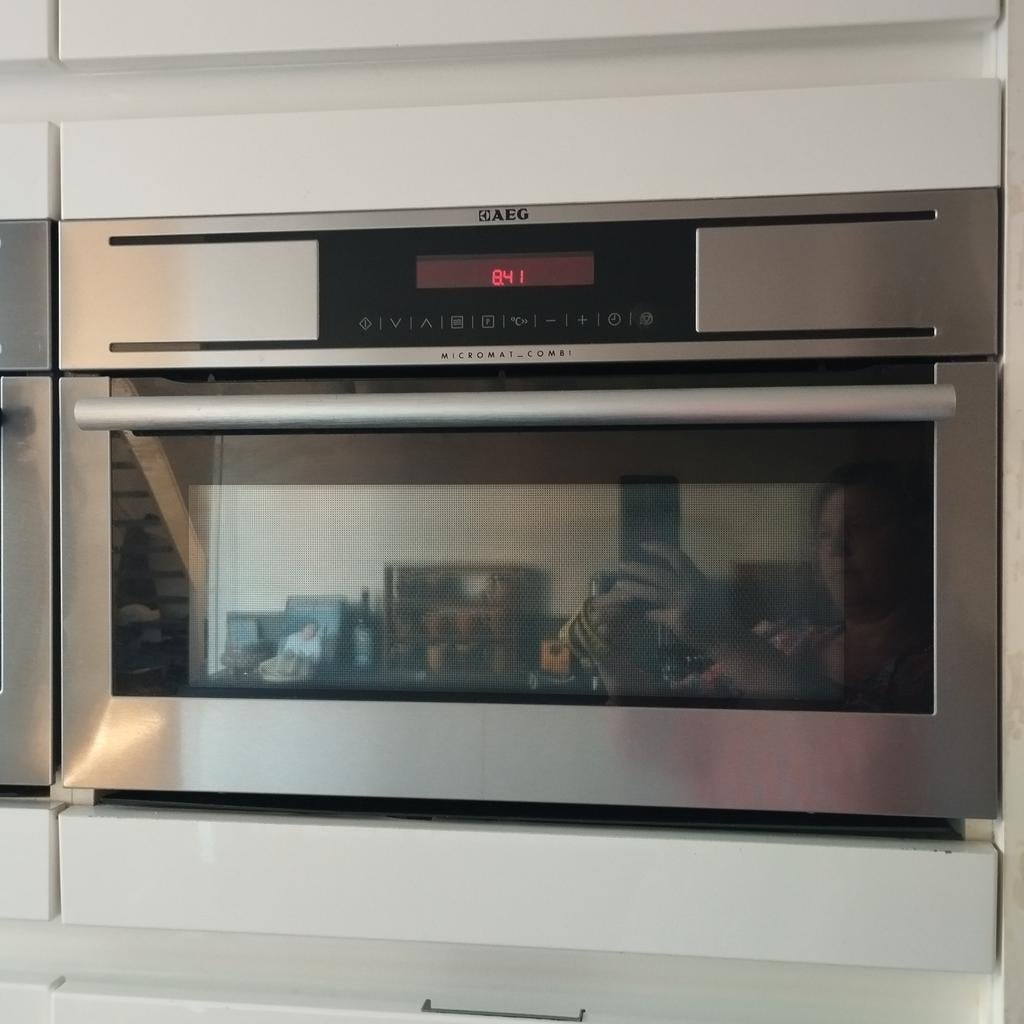Gezocht: AEG combi magnetron - oven, smal model (39cm hoog), Combimagnetron, Gebruikt, Hete lucht, Ophalen of Verzenden