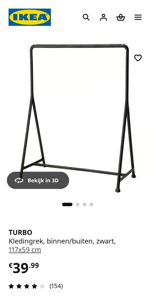 Ikea Turbo zwart kledingrek., Ophalen, Zo goed als nieuw