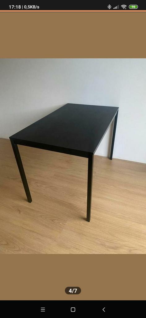 Zwarte minimalistische eettafel of werkplek - 110x67 cm, Overige materialen, 100 tot 150 cm, Zo goed als nieuw, Vier personen