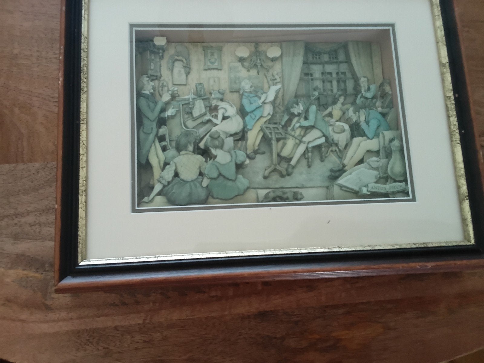 Anton Pieck 3D ingelijste reproductie - Muziekgezelschap, Ophalen of Verzenden, Reproductie, Print/reproductie