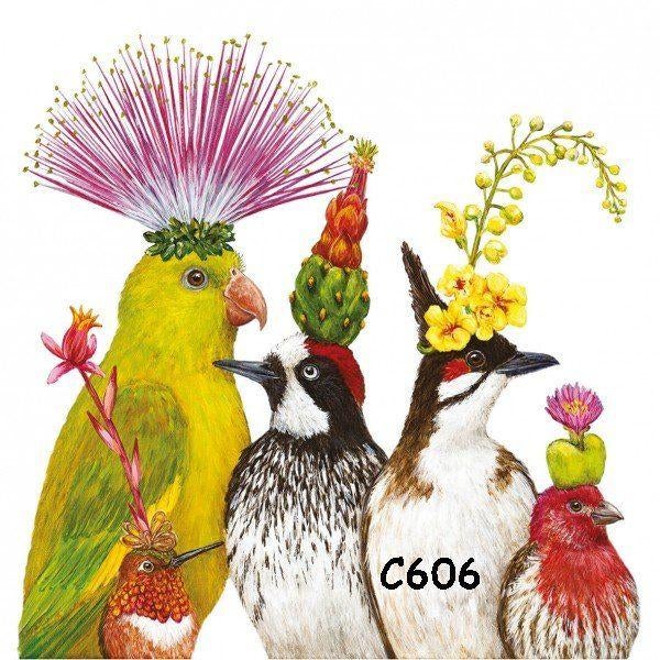 Servetten decoupage/bullet journal * vogels bloemen C606, Verzenden, Nieuw