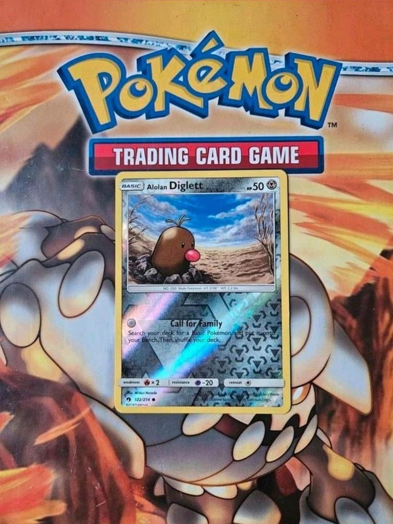 Diglett 122/214 Sun&Moon Lost thunder reverse holo nm, Ophalen of Verzenden, Zo goed als nieuw, Foil