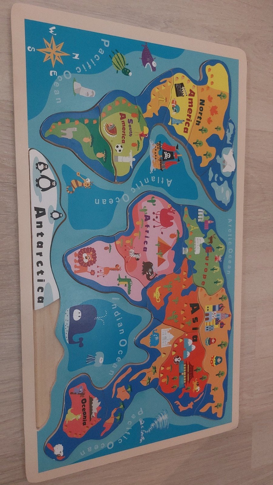 Houten Wereldkaart Puzzel voor Kinderen, Ophalen, Gebruikt, Puzzelen