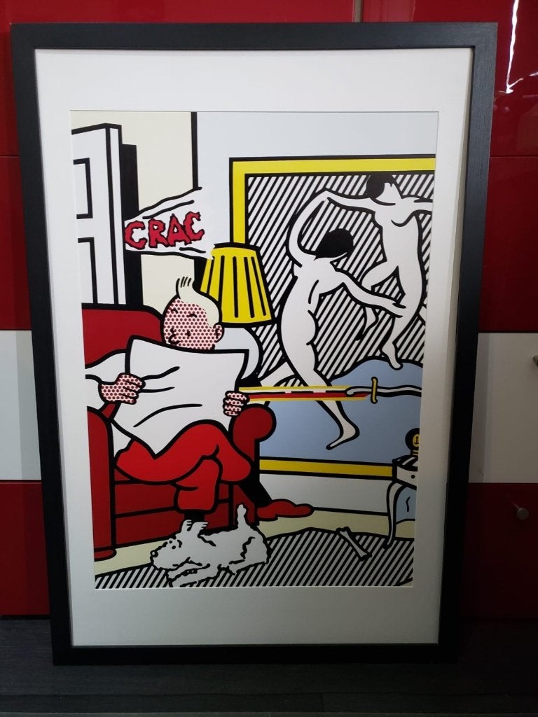 Roy Lichtenstein tintin reading  (Kuifje), Ophalen of Verzenden, Zo goed als nieuw, 50 tot 75 cm, Print