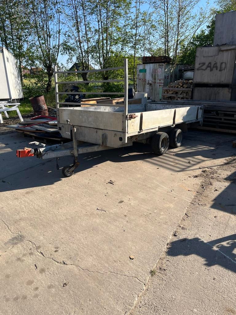 Robuuste aanhangwagen met dubbele as, Ophalen of Verzenden, Gebruikt