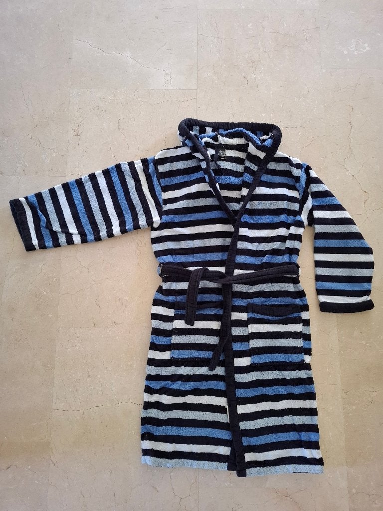 Zeer mooie, zachte, blauw gestreepte badjas / ochtendjas, Ophalen of Verzenden, Zo goed als nieuw, Jongen of Meisje