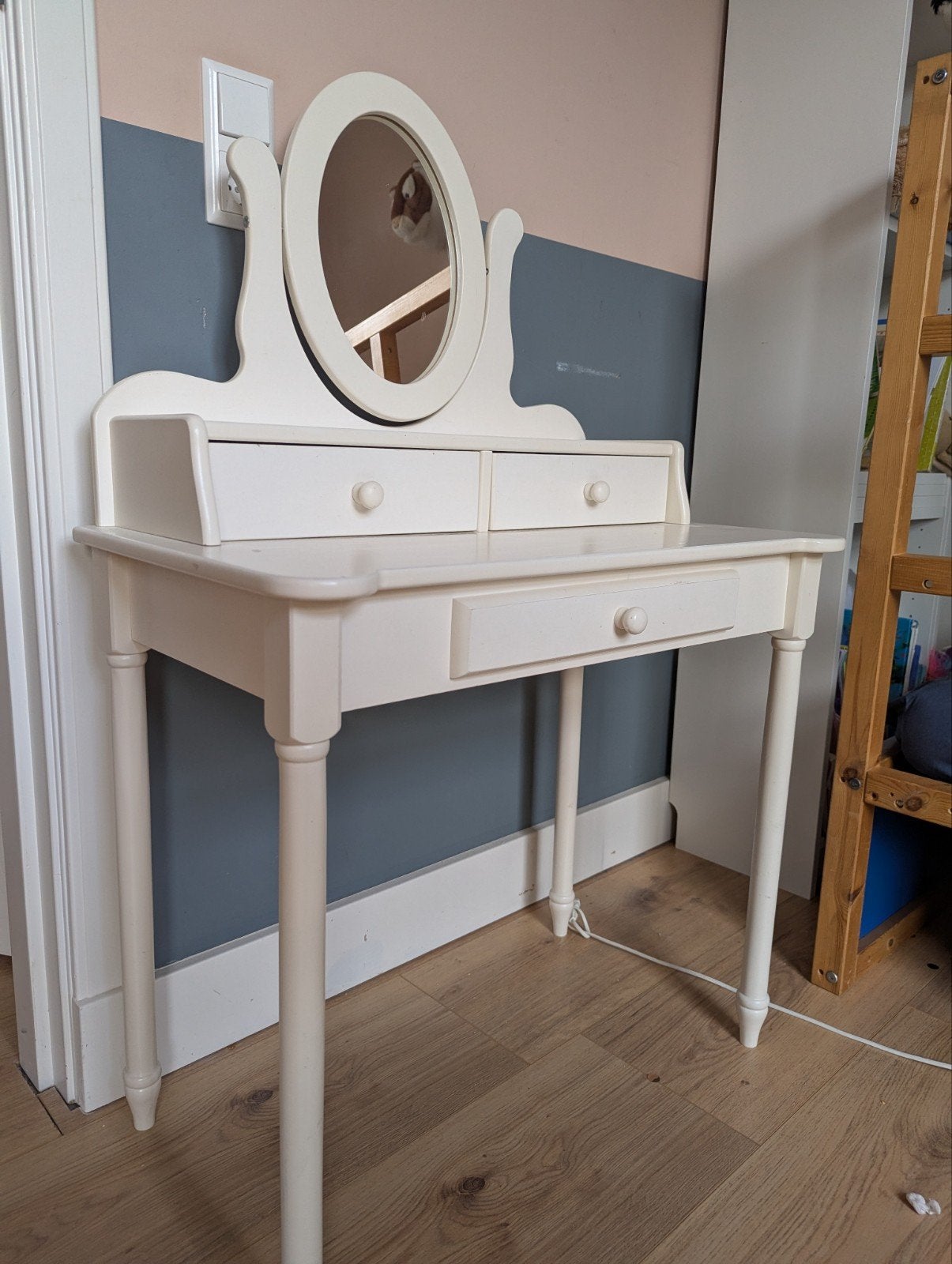 Kinder kaptafel met spiegel en lades, Ophalen, Gebruikt, 100 tot 150 cm, 50 tot 100 cm