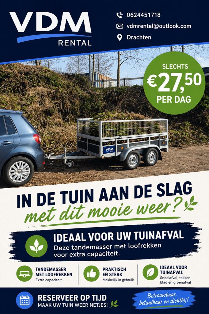 Te Huur Tandemasser met Loofrekken, Ophalen, Nieuw