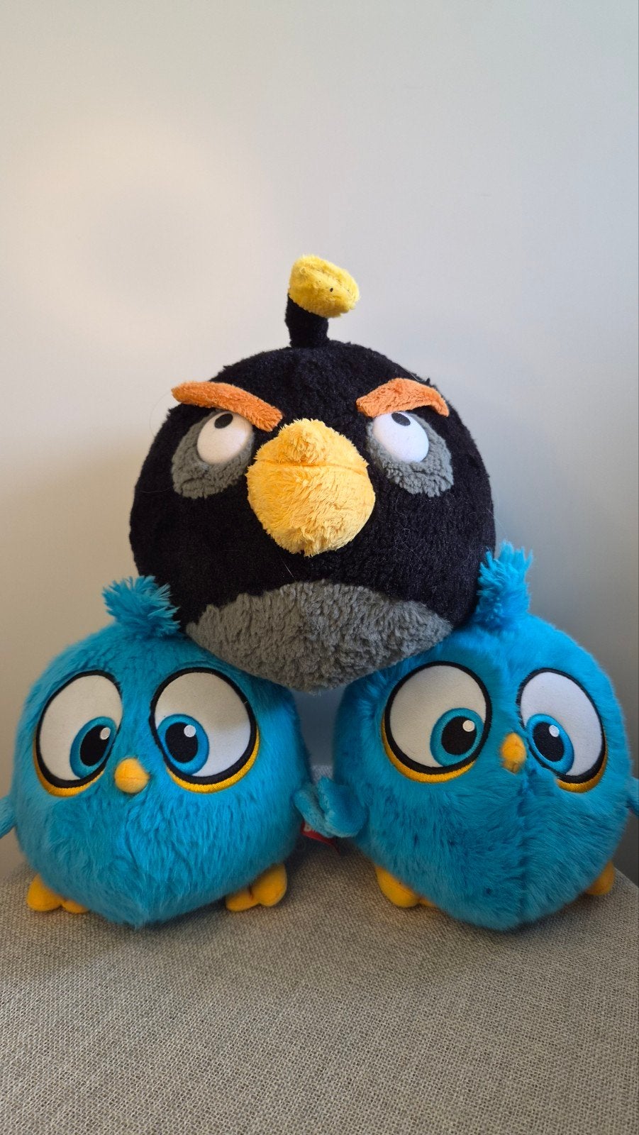 Angry Birds knuffels: Bomb en The Blues (3 stuks), Kinderen en Baby's, Gebruikt, Overige merken, Overige typen, Zwart