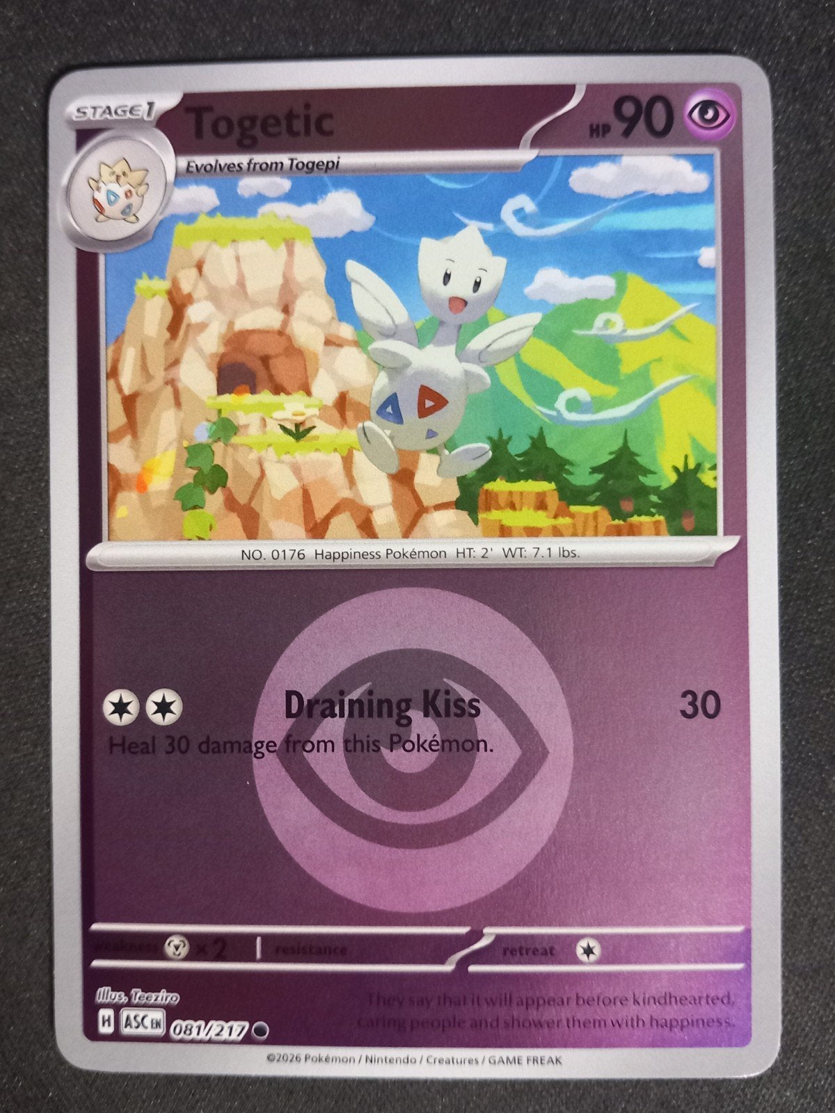 Pokemon Togetic 081/217 Ascended Heroes Reverse Energy NM, Ophalen of Verzenden, Zo goed als nieuw, Losse kaart, Foil