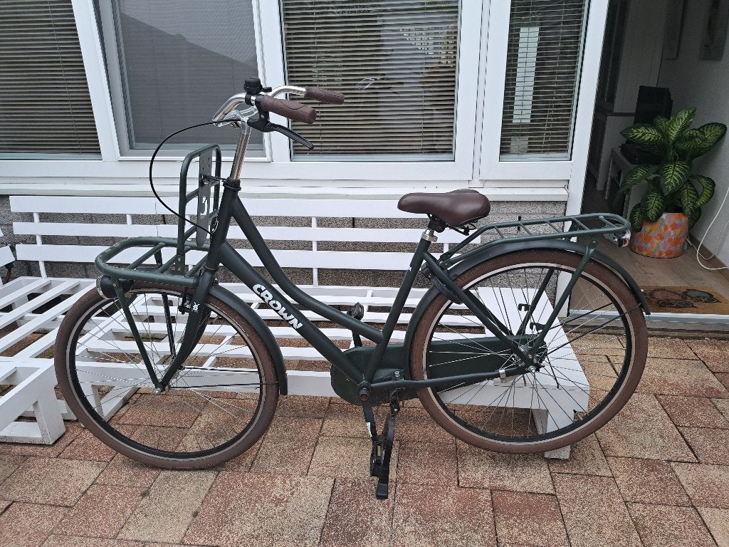 Crown Holland damesfiets 28 inch donkergroen, Terugtraprem, Zo goed als nieuw, 50 tot 53 cm, Ophalen