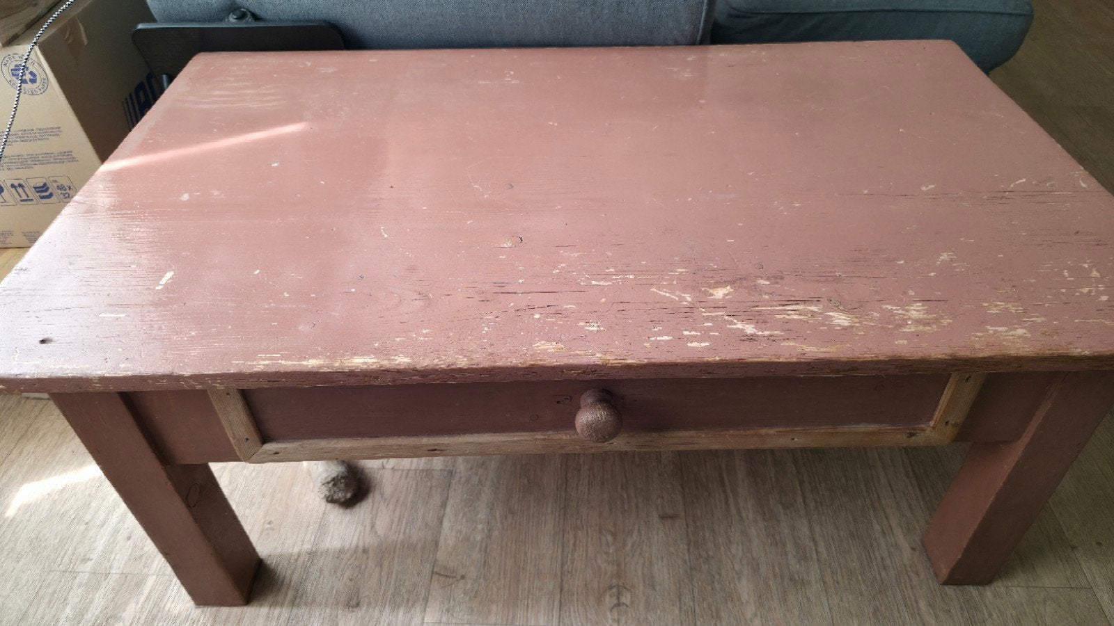 Oude grenen salontafel - opknapper, Ophalen