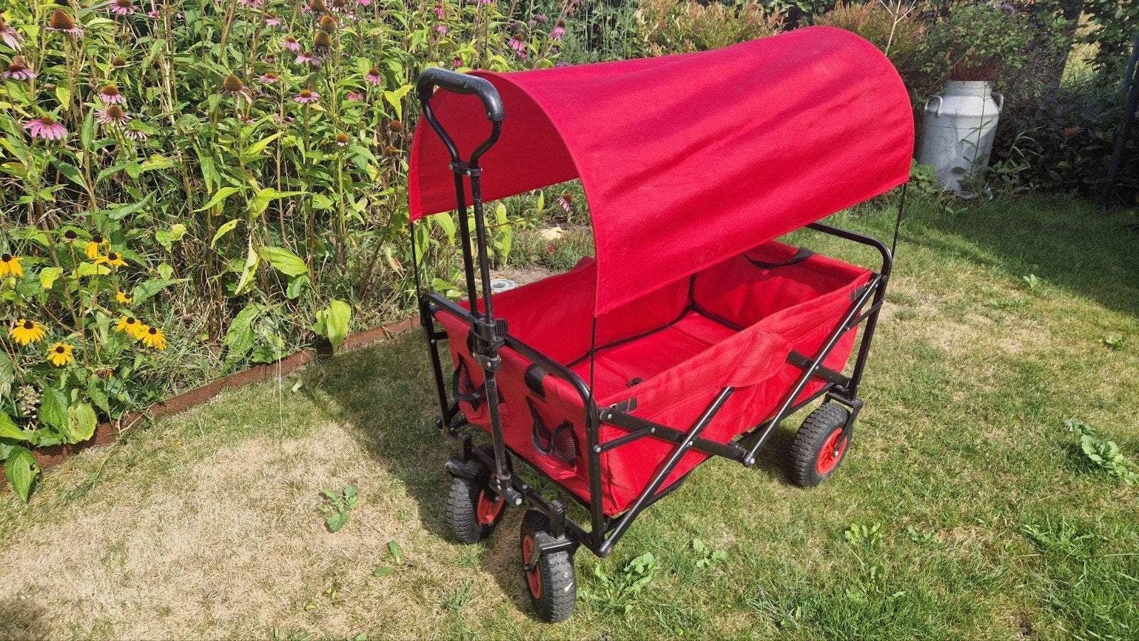 Macwagon Opvouwbare Bolderkar Rood met Zonnekap, Ophalen, Opvouwbaar, Gebruikt