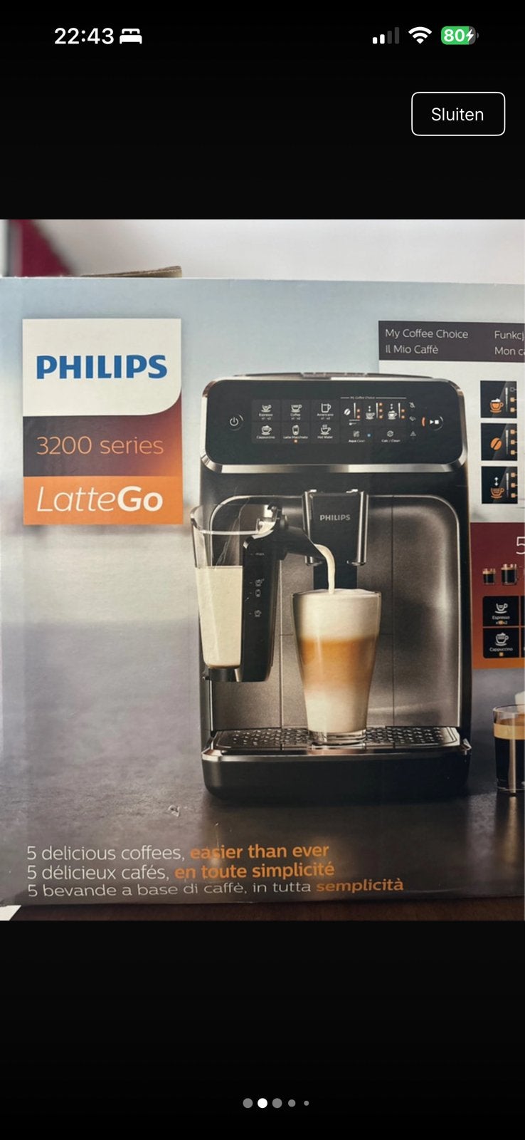 PHILIPS 3200 series, koffiezetapparaat, Koffiemachine, Zo goed als nieuw, 2 tot 4 kopjes, Afneembaar waterreservoir