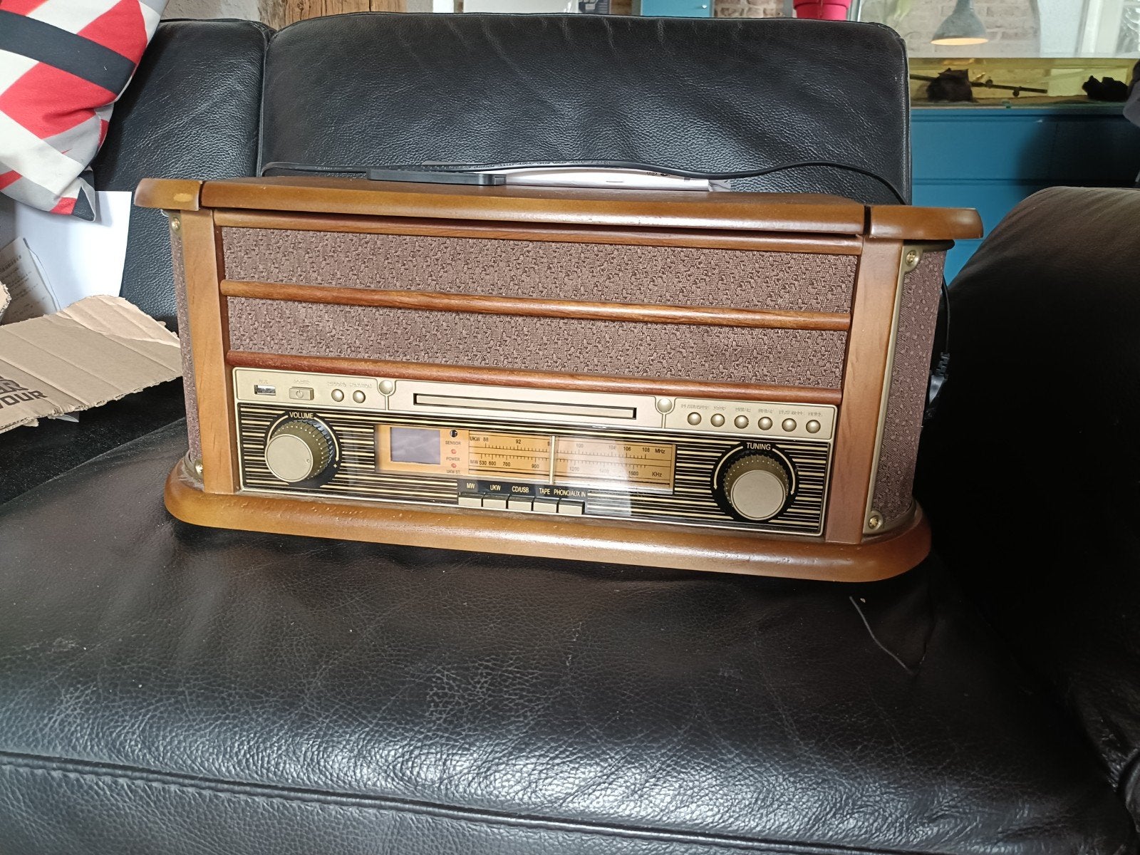 Retro platenspeler Soundmaster met radio en cd speler, Gebruikt, USB-aansluiting, Platenspeler, Ophalen