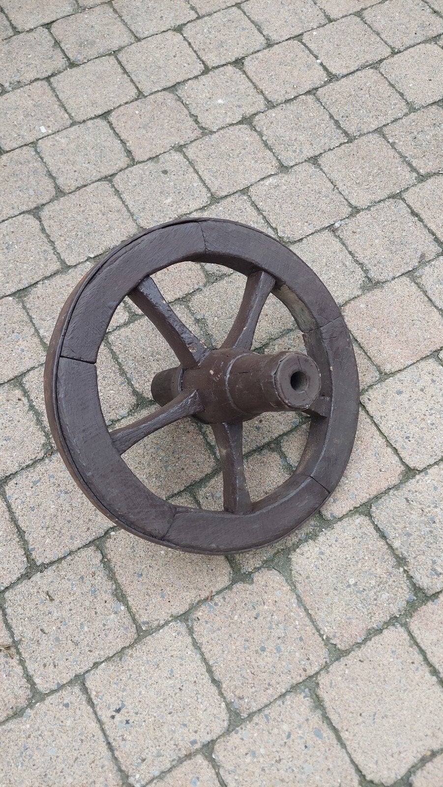 Houten wagenwiel  neuswiel - 44 cm diameter, Ophalen of Verzenden