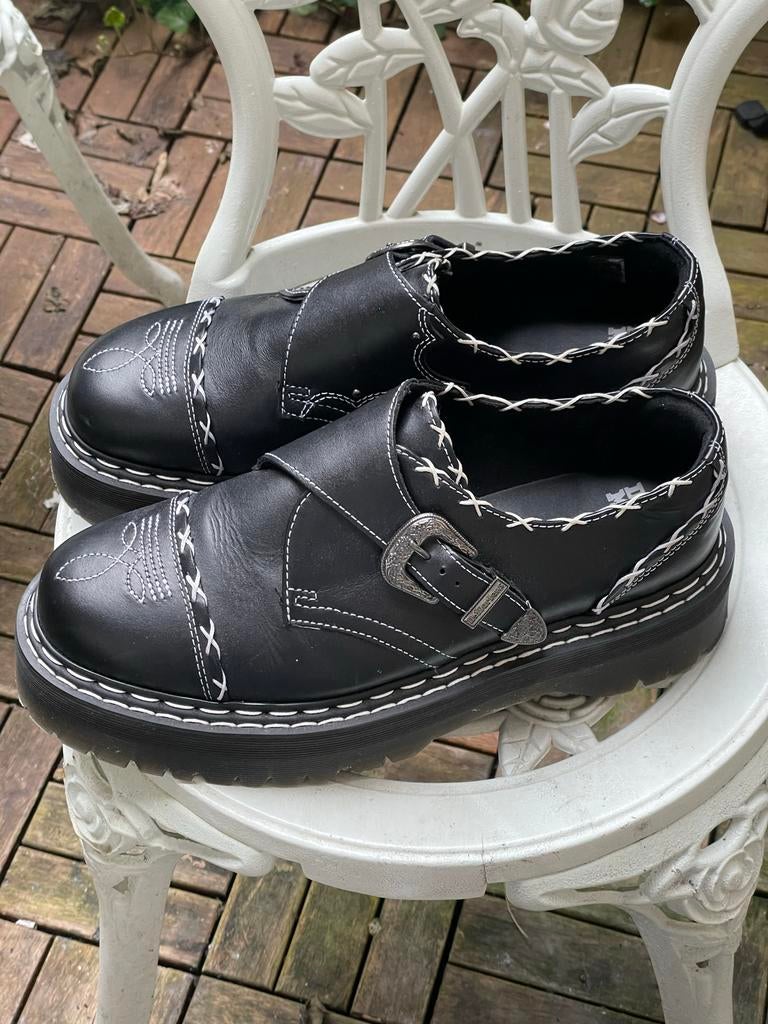 45 Dr. Martens Monk Strap Quad Platform Schoenen, Ophalen of Verzenden, Zo goed als nieuw, Zwart, Gespschoenen