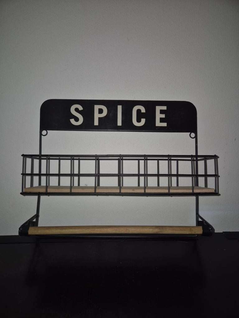 Xenos Spice rekje / kruidenrekje met keukenrolhouder, Ophalen of Verzenden, Zwart, Metaal, Overige merken