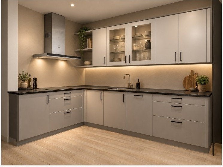 HU19 Luxe hoekkeuken met apparatenwand en Siemens iQ700, Ophalen, Info@)haecker-kuechen.de, Hoekkeuken, Hoogglans of Gelakt