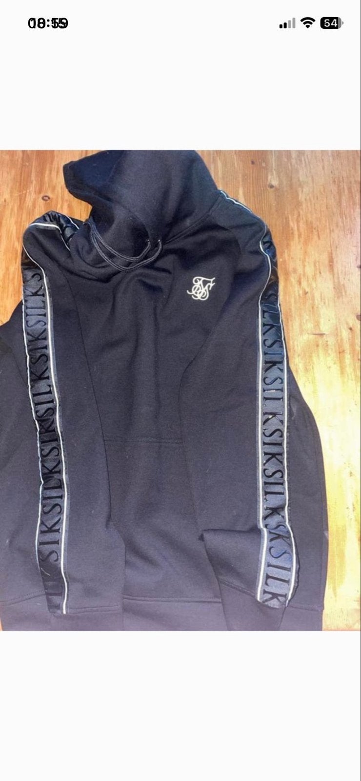 SikSilk Hoodie Zwart met Logo en Strepen ZGAN, Ophalen of Verzenden, Zo goed als nieuw, Maat 48/50 (M), Zwart