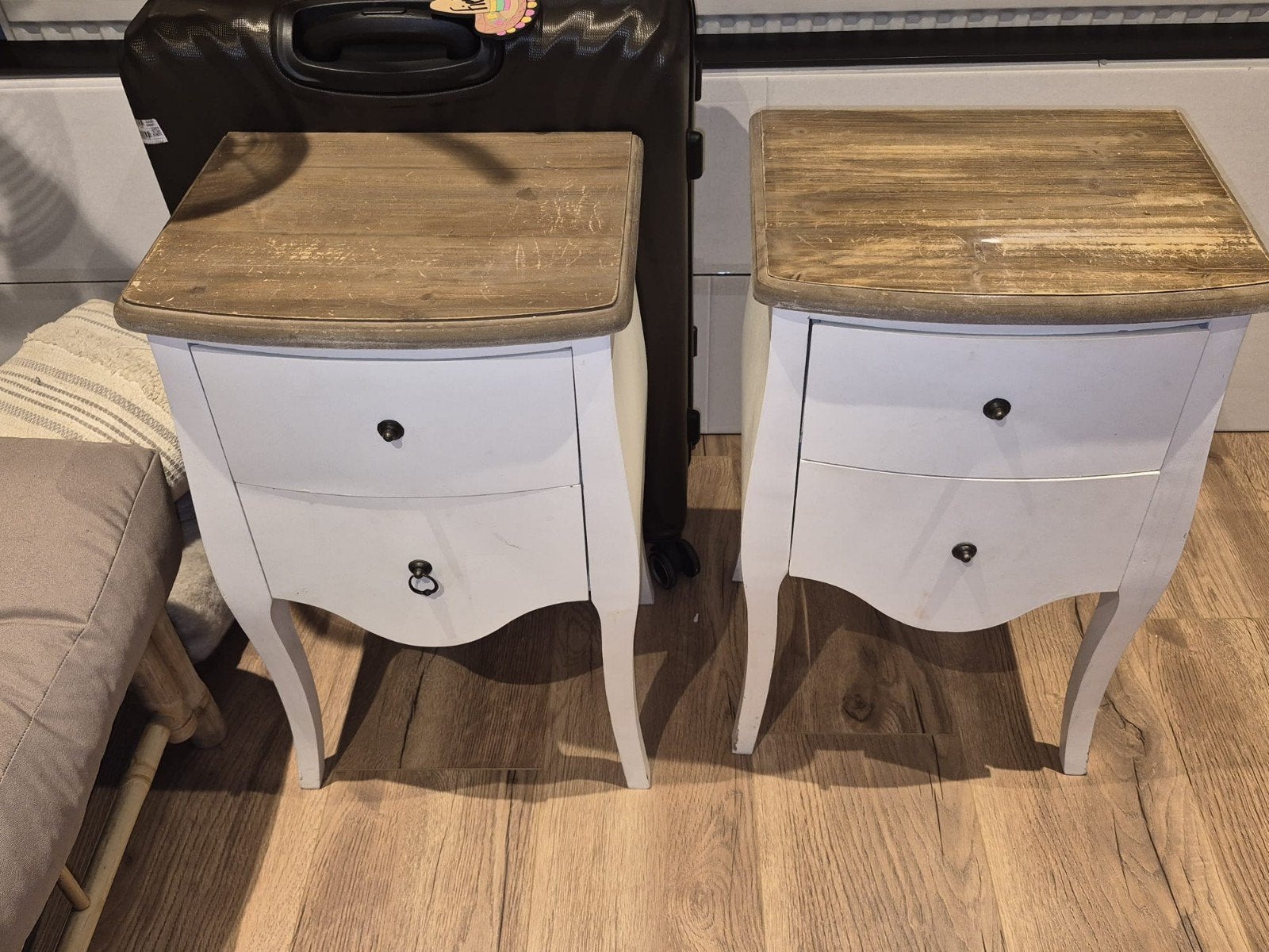 Set van 2 charmante nachtkastjes met lades, Gebruikt, Minder dan 45 cm, Hout, 55 tot 70 cm