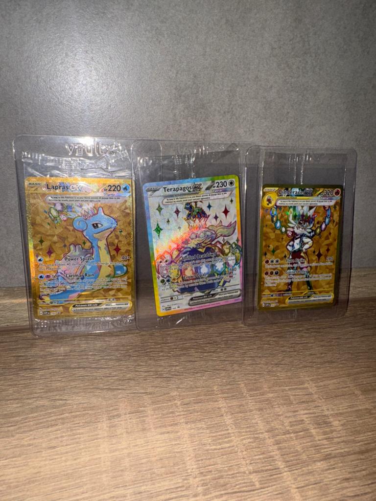 Pokémon Kaarten: Lapras ex, Terapagos ex, Cinderace ex, Ophalen of Verzenden, Zo goed als nieuw, Meerdere kaarten, Foil