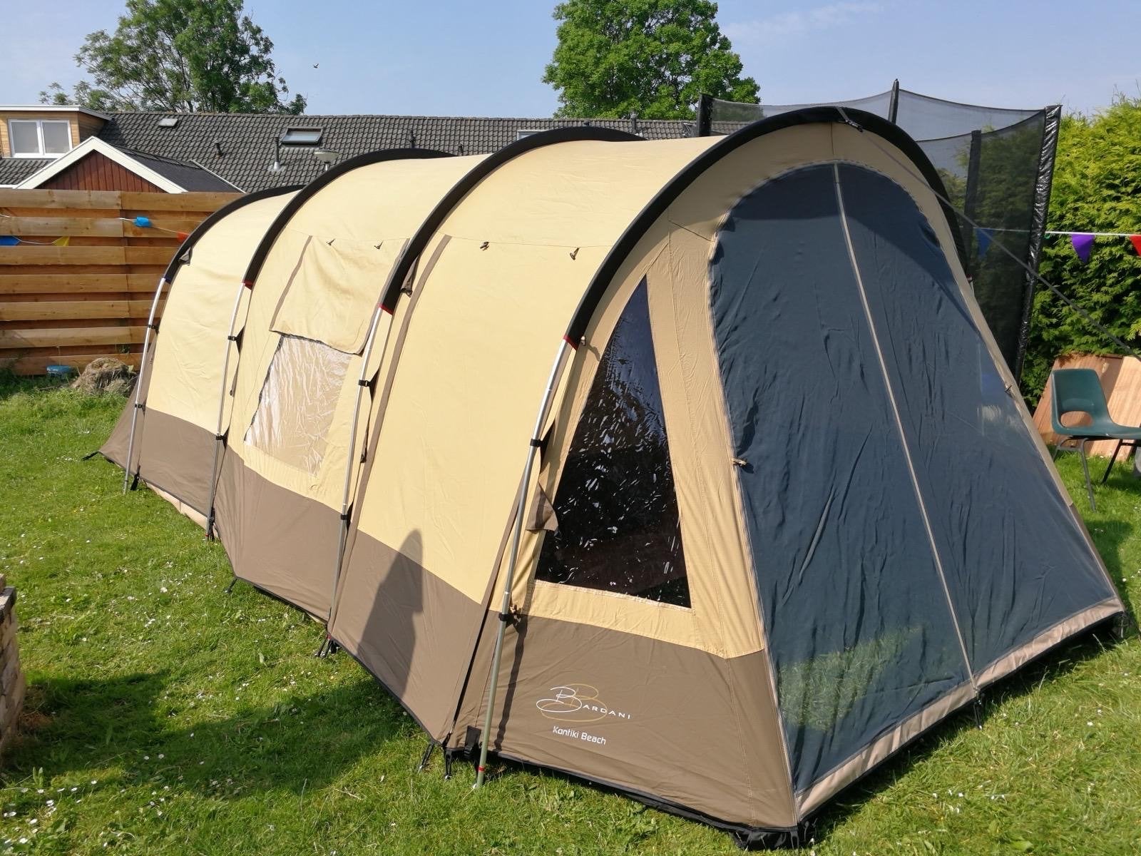 Bardani Kontiki Beach 4-persoons katoenen tunneltent, Caravans en Kamperen, Tenten, Ophalen, Zo goed als nieuw, Tot en met 4