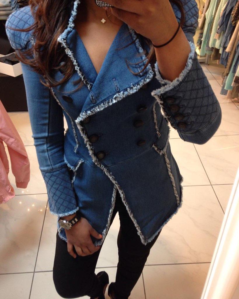 Reinders Dennis stretch denim lange blazer maat L, Overige typen, Blauw, Maat 42/44 (L), Ophalen of Verzenden