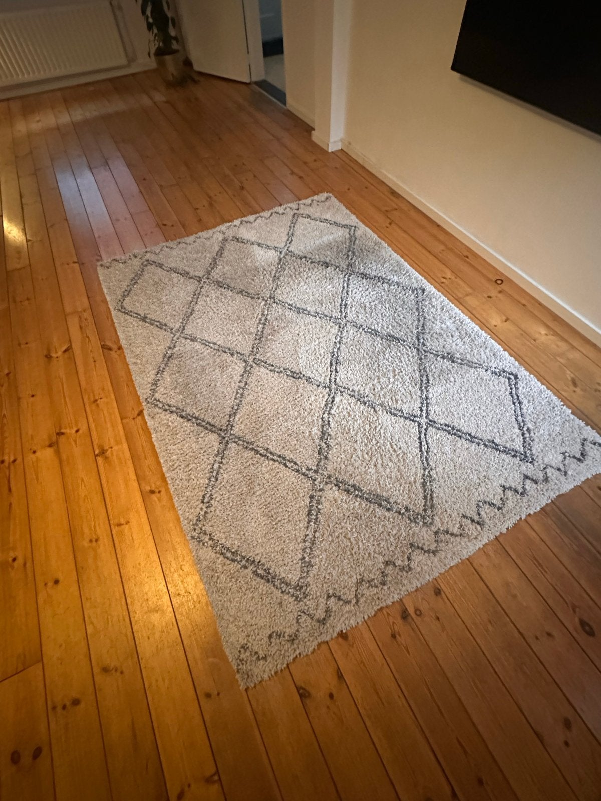 Vloerkleed Varamin ruit crème grijs 160 x 230 cm, Ophalen, Gebruikt, 150 tot 200 cm, 200 cm of meer