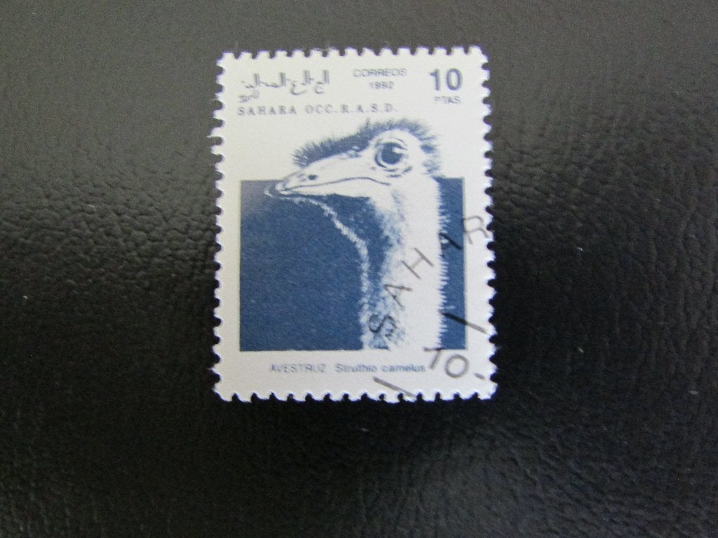 Postzegel Vogel: Struisvogel uit Sahara, Ophalen of Verzenden, Gestempeld, Dier of Natuur