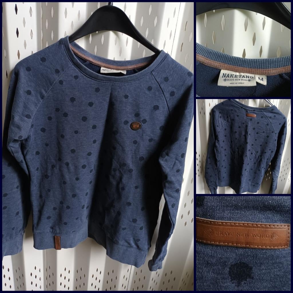 Naketano blauwe heren sweater met stippen - Maat M, Maat 38/40 (M), Blauw, Ophalen of Verzenden, Zo goed als nieuw