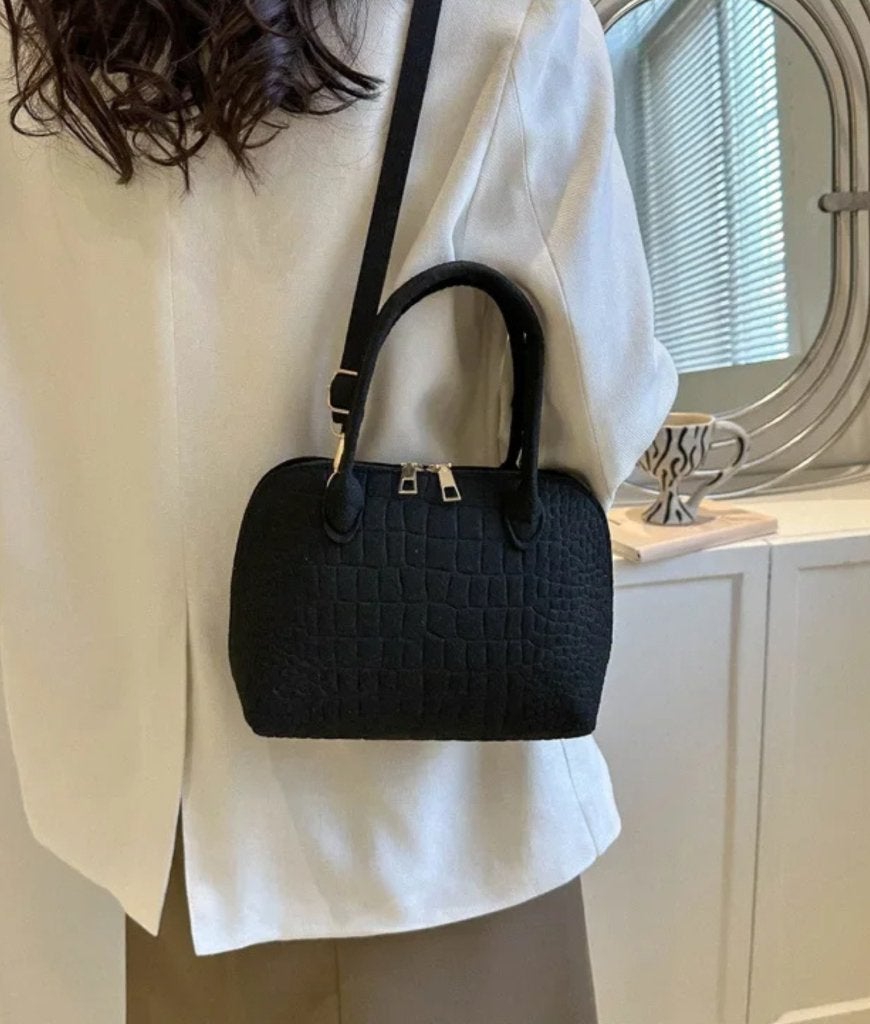 Zwarte croco handtas dames klein tasje uitgaanstas nieuw bag, Ophalen of Verzenden, Nieuw, Zwart, Handtas