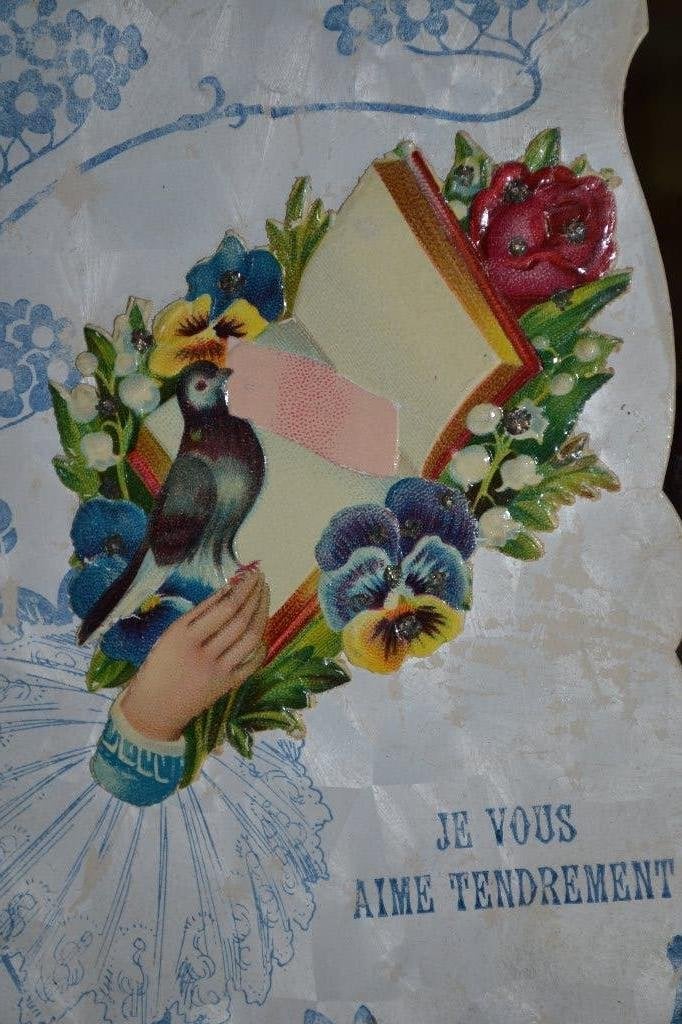belgie 1910 papercard poesieplaatje hand duif viooltjes, Ophalen of Verzenden, Voor 1920, Gelopen, Sterren en Beroemdheden