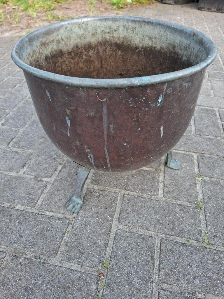 Oude koperen (bloem) pot, Antiek en Kunst, Antiek | Koper en Brons, Ophalen of Verzenden
