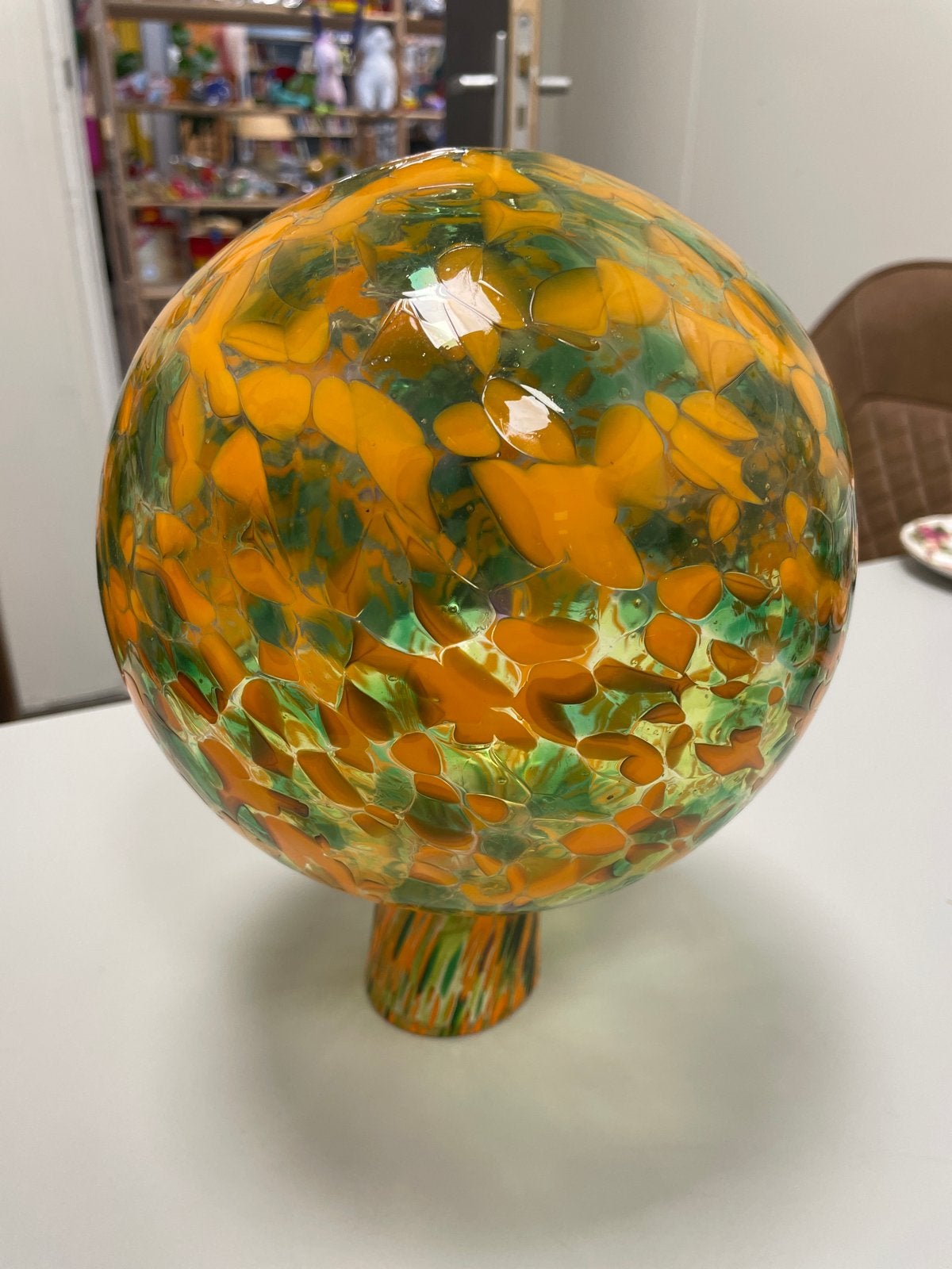 Decoratieve Glazen Bol - Oranje en Groen, Ophalen of Verzenden