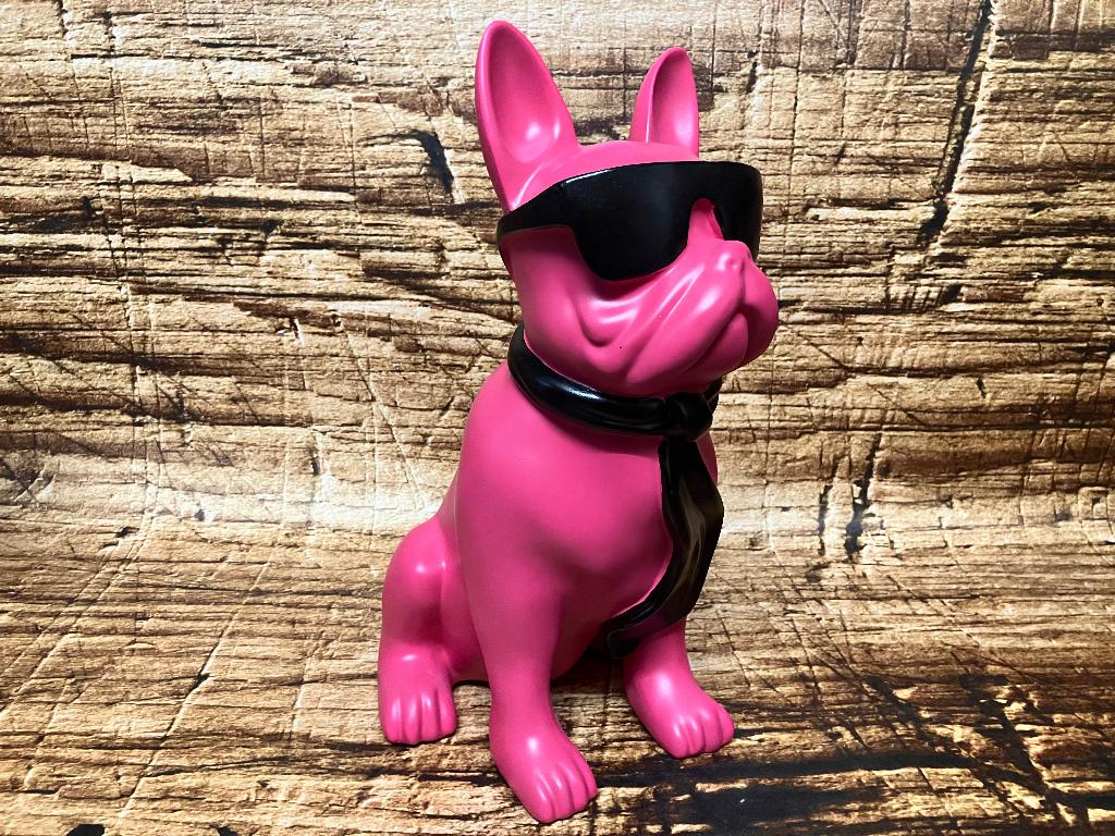 Franse bulldog met zonnebril sculptuur., Beschilderd, Overige onderwerpen, Kunststof, Ophalen of Verzenden
