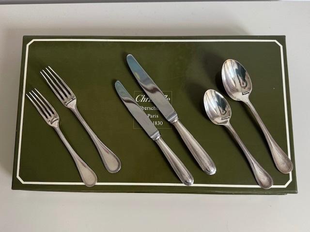 Christofle verzilverd bestekset "parels", Antiek en Kunst, Antiek | Bestek, Ophalen of Verzenden