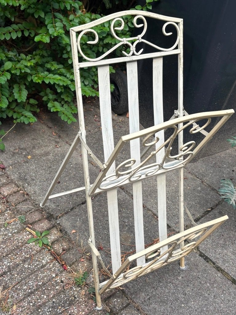 Sfeervol metalen tijdschriftenrek – brocante/Franse stijl, Ophalen, Gebruikt, Metaal, Inklapbaar