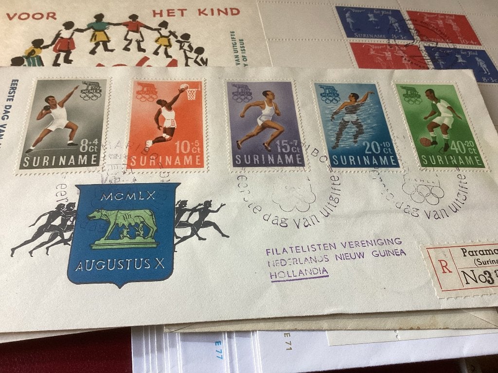 No2495 E16 Suriname Olympische spelen Aangetekend gelopen, Postzegels en Munten, Postzegels | Eerstedagenveloppen, Ophalen, Beschreven