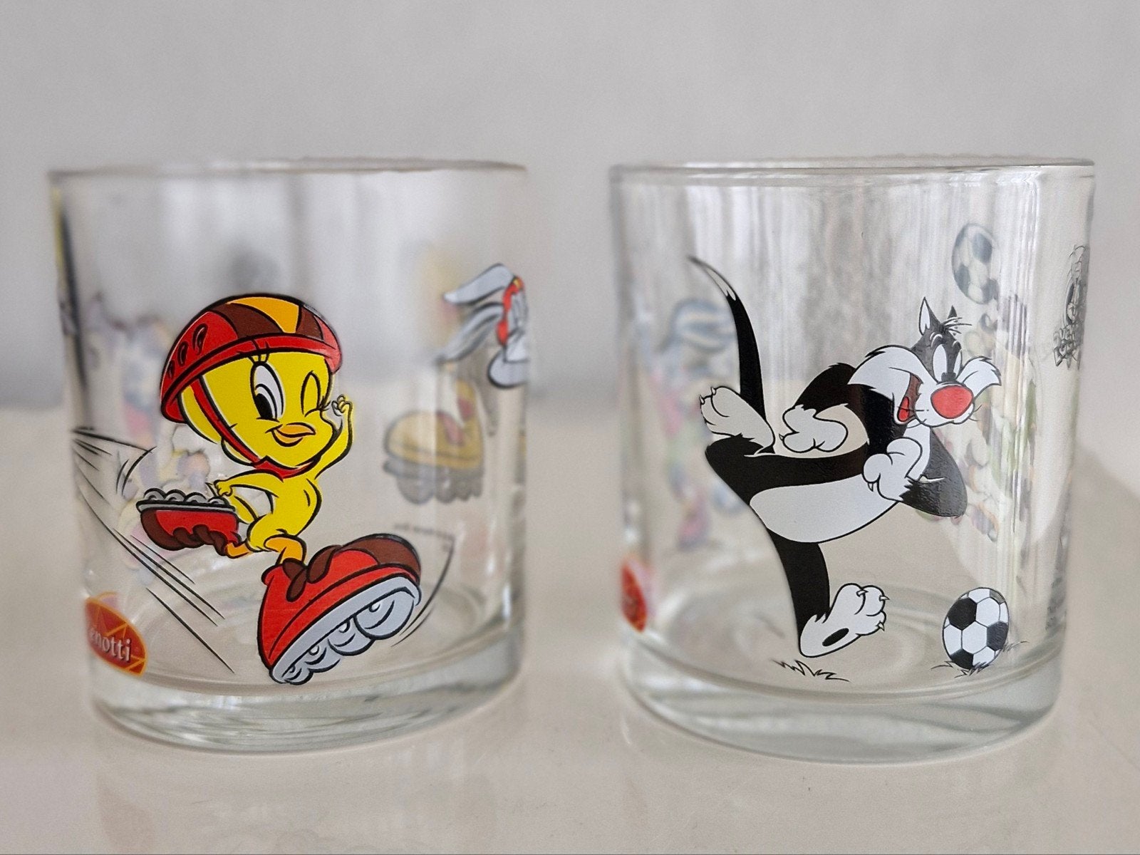 Twee Glazen met Looney Tunes opdrukken, Verzamelen, Ophalen of Verzenden, Zo goed als nieuw, Frisdrankglas