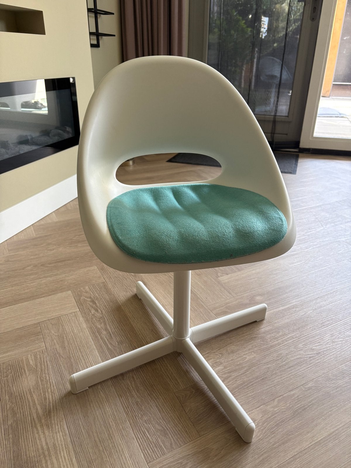 Bureaustoel incl, groen kussen, Huis en Inrichting, Stoelen, Ophalen, Kunststof, Gebruikt, Wit