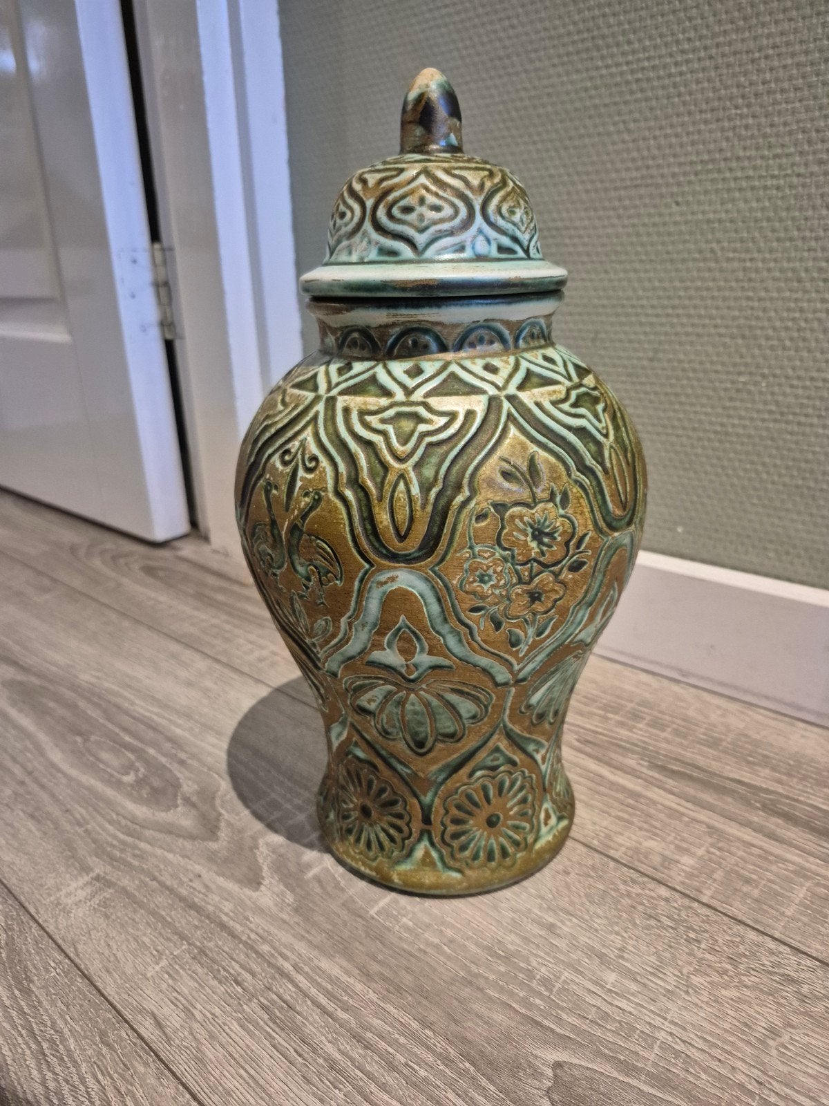 Vintage Bay Keramiek vaas met deksel, West-Duitsland, Antiek en Kunst, Antiek | Vazen, Ophalen of Verzenden