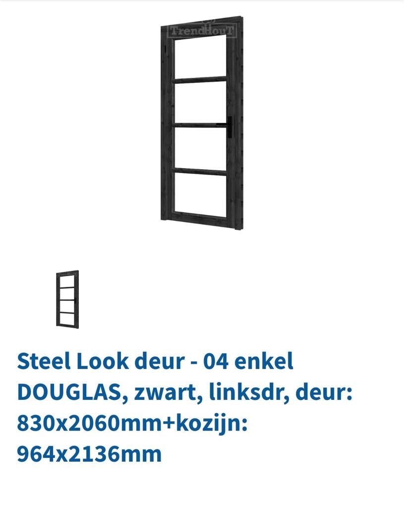 Steel look deur, 80 tot 100 cm, Nieuw, Ophalen of Verzenden, Buitendeur