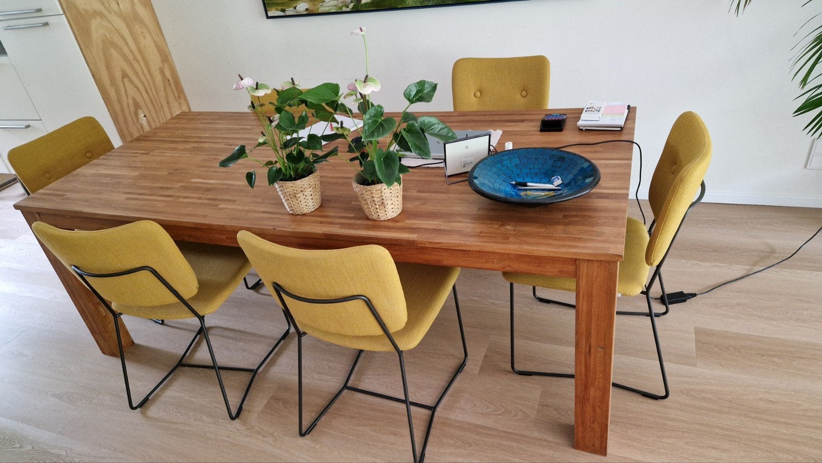 Robuuste eettafel - teak hout, Huis en Inrichting, Tafels | Eettafels, Ophalen, Gebruikt, 100 tot 150 cm, 200 cm of meer