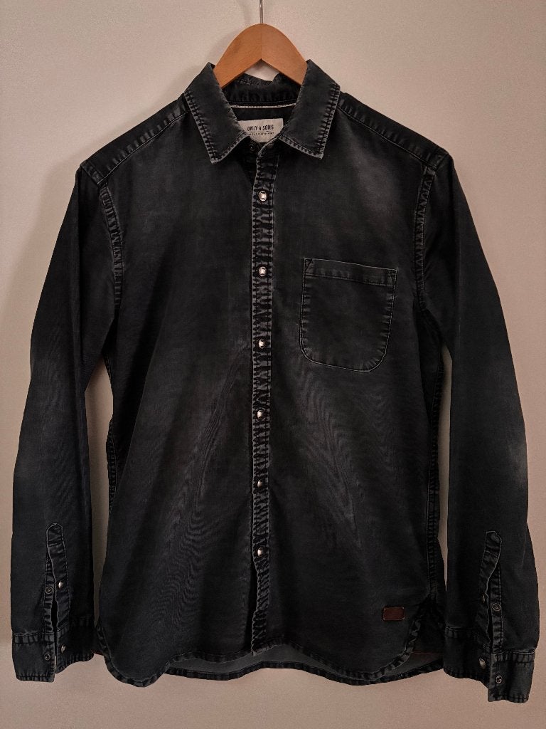 Only & Sons regular fit overhemd / blouse blauw, maat L rib, Blauw, Ophalen of Verzenden, Zo goed als nieuw, Halswijdte 41/42 (L)