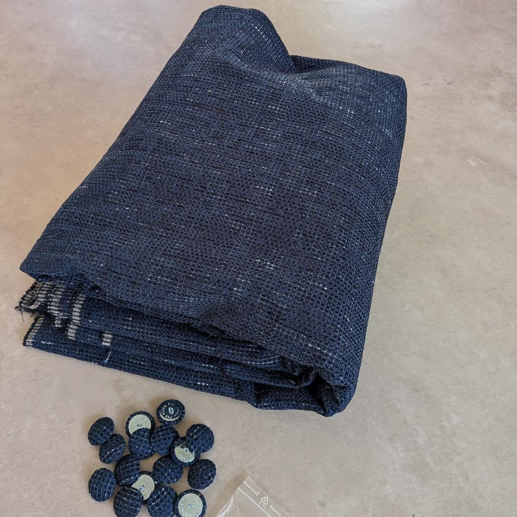 6 x 1.40 m goede kwaliteit meubelstof met 16 knopen Blauw, Hobby en Vrije tijd, Stoffen en Lappen, Nieuw, Katoen, 120 cm of meer