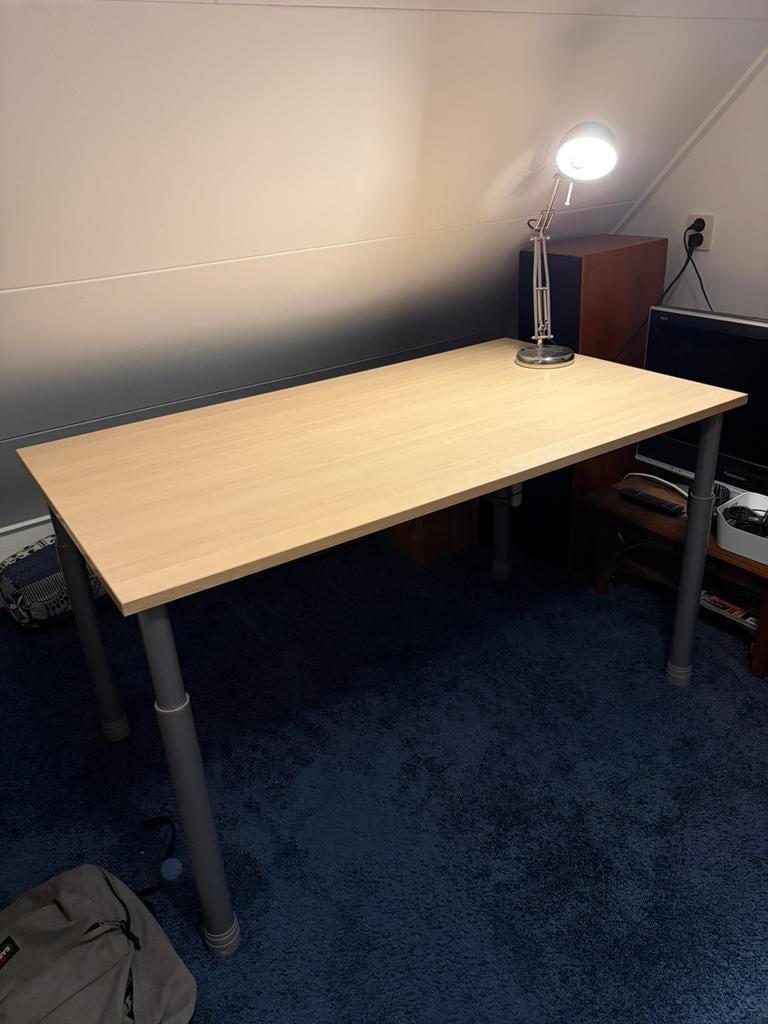Verstelbaar bureau 140x80x80 LxBxH, Ophalen, Zo goed als nieuw, 80 cm, 140 cm