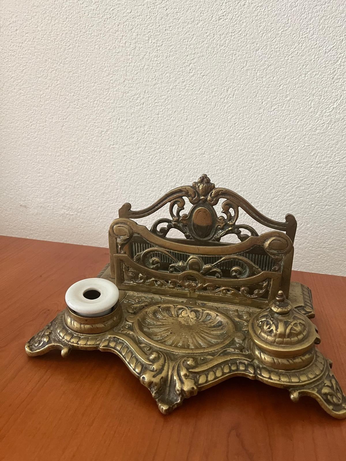 Vintage bronzen inktstel met pennenhouder, Ophalen