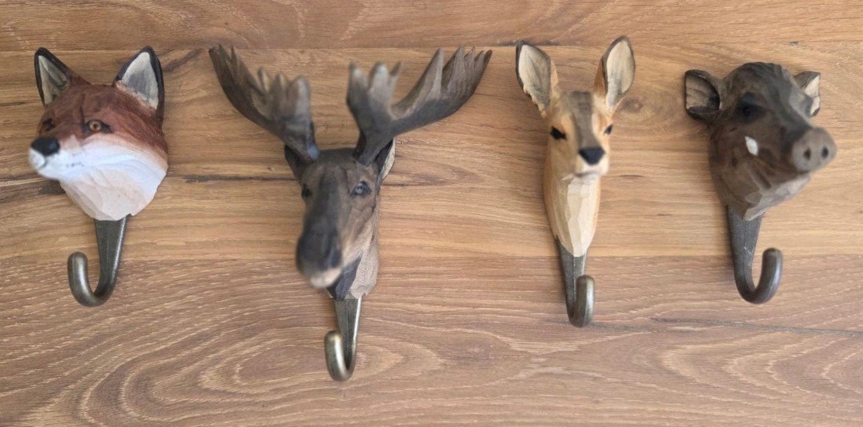 Handgesneden kapstok haken Wildlife Garden nieuw, Wandkapstok, Nieuw, Ophalen of Verzenden, Minder dan 100 cm